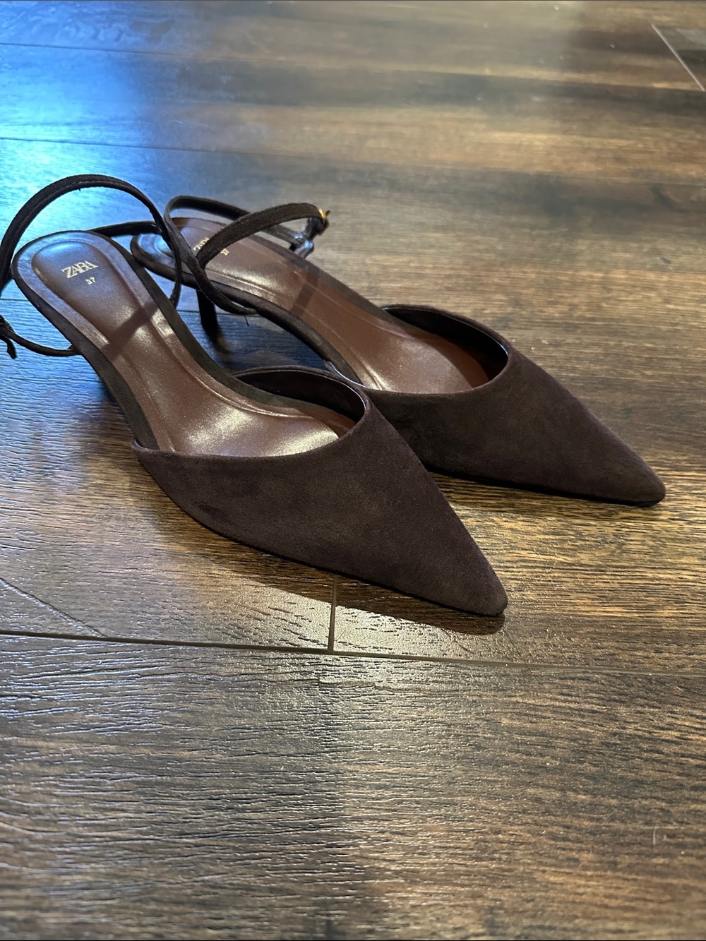 Zara Chocolate Brown Pointed Slingback Pumps